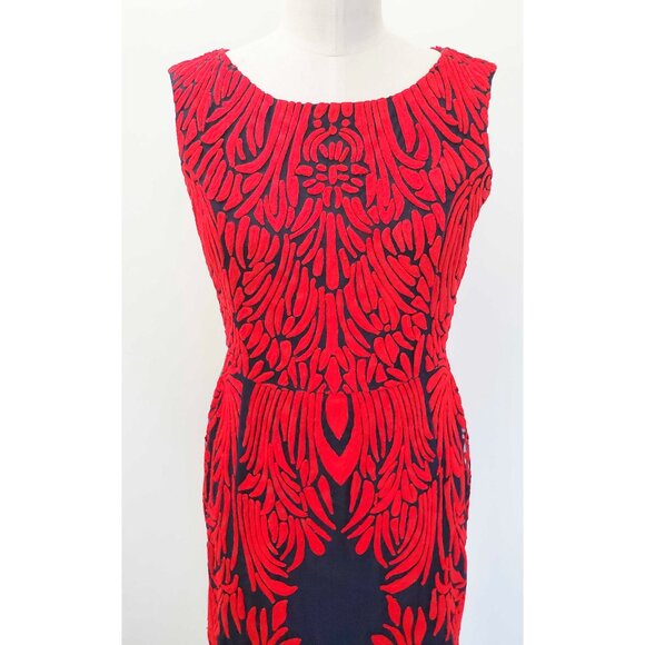 Pankaj & Nidhi Womens Spice Tree Dress Red Chain Stitch Navy Sleeveless - Picture 2 of 14
